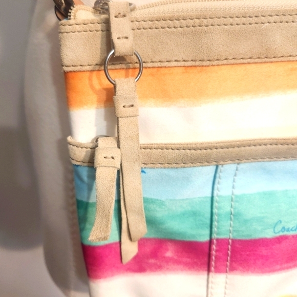 EUC COACH HAMPTON MULTICOLOR PASTEL WATERCOLOR STRIPE CROSSBODY - Picture 6 of 15